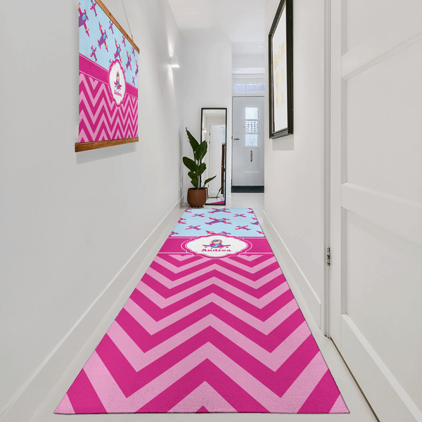 Airplane Theme - for Girls Area Rug Sizes - In Context (vertical)