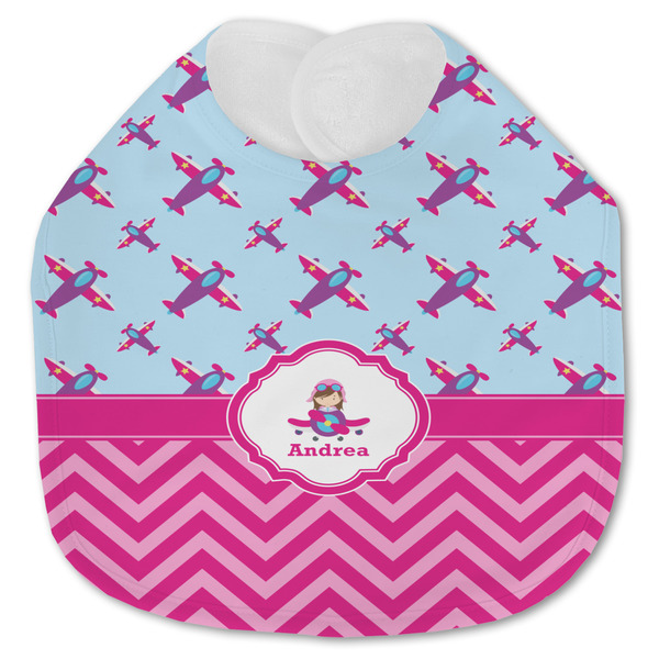 Airplane Theme - for Girls Baby Bib - AFT closed