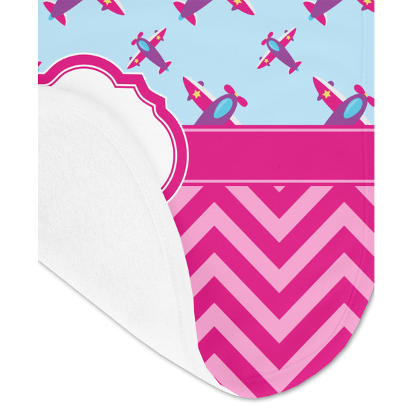 Airplane Theme - for Girls Baby Bib - AFT detail