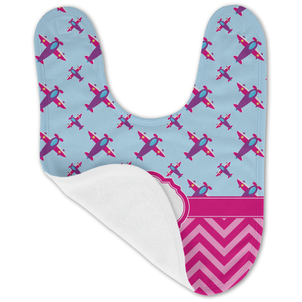 Airplane Theme - for Girls Baby Bib - AFT folded