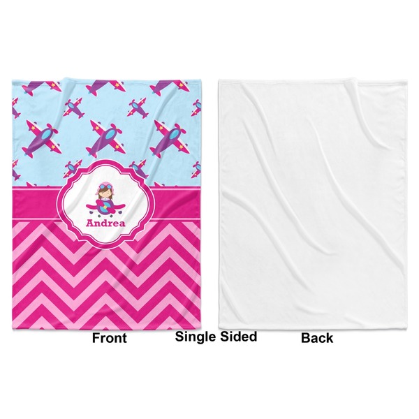 Airplane Theme - for Girls Baby Blanket (Single Side - Printed Front, White Back)