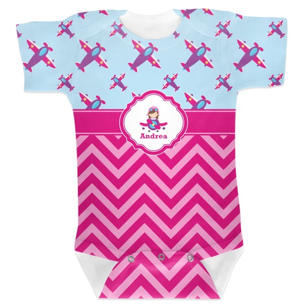 Custom Airplane Theme - for Girls Baby Bodysuit (Personalized)