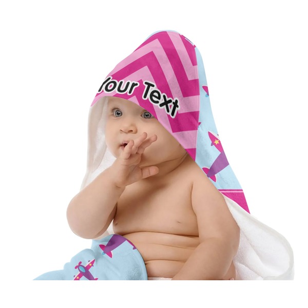 Airplane Theme - for Girls Baby Hooded Towel on Child