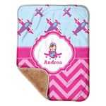 Airplane Theme - for Girls Sherpa Baby Blanket - 30" x 40" w/ Name or Text