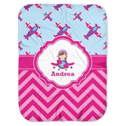 Airplane Theme - for Girls Baby Swaddling Blanket (Personalized)