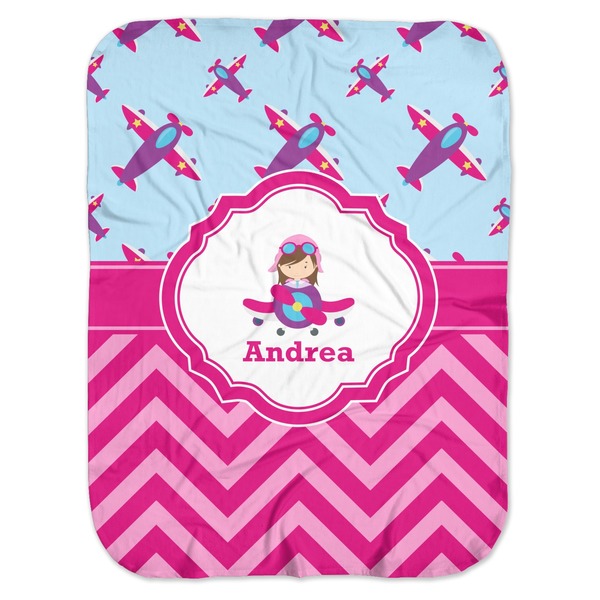 Custom Airplane Theme - for Girls Baby Swaddling Blanket (Personalized)