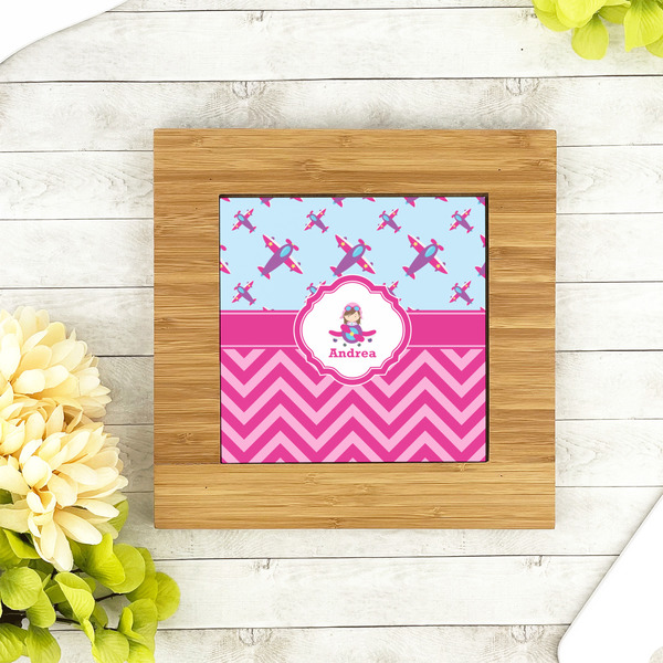 Airplane Theme - for Girls Bamboo Trivet with 6" Tile - LIFESTYLE