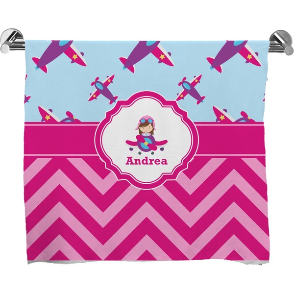 Custom Airplane Theme - for Girls Bath Towel (Personalized)