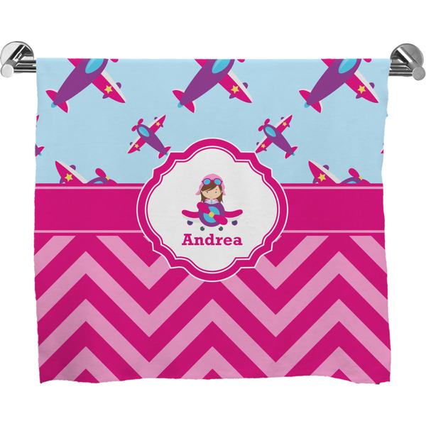 Custom Airplane Theme - for Girls Bath Towel (Personalized)