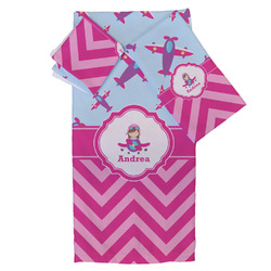 Airplane Theme - for Girls Bath Towel Set - 3 Pcs (Personalized)