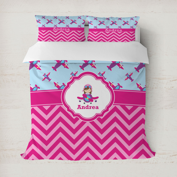 Custom Airplane Theme - for Girls Duvet Cover (Personalized)