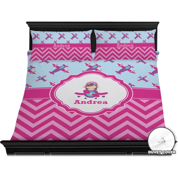 Airplane Theme - for Girls Bedding Set (King) - Duvet