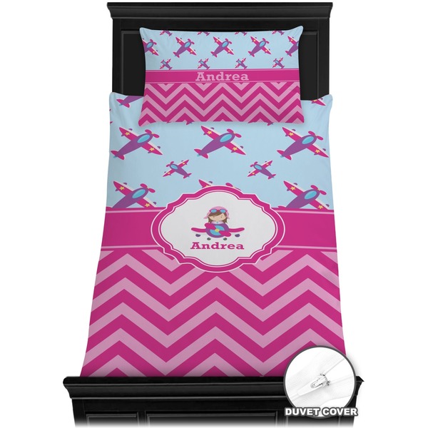 Airplane Theme - for Girls Bedding Set (Twin) - Duvet