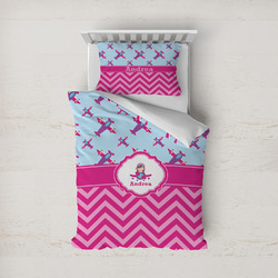 Airplane Theme - for Girls Duvet Cover Set - Twin (Personalized)