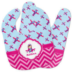 Airplane Theme - for Girls Baby Bib w/ Name or Text