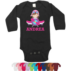 Airplane Theme - for Girls Long Sleeves Bodysuit - 12 Colors (Personalized)