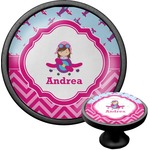 Airplane Theme - for Girls Cabinet Knob (Black) (Personalized)