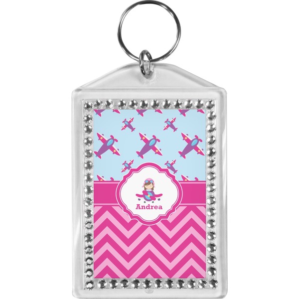 Custom Airplane Theme - for Girls Bling Keychain (Personalized)