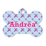 Airplane Theme - for Girls Bone Shaped Dog ID Tag (Personalized)
