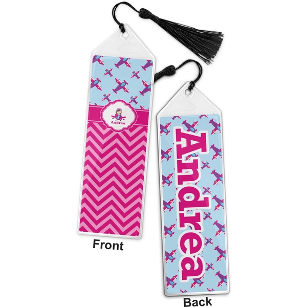 Airplane Theme - for Girls Bookmark with tassel - Front and Back