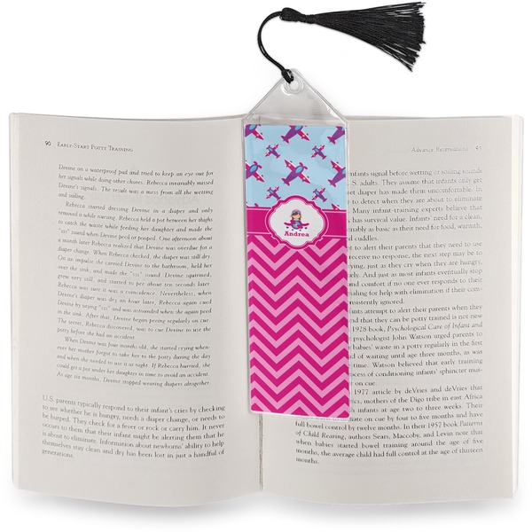 Airplane Theme - for Girls Bookmark with tassel - In book