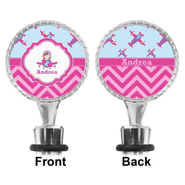 Airplane Theme - for Girls Bottle Stopper - Front and Back