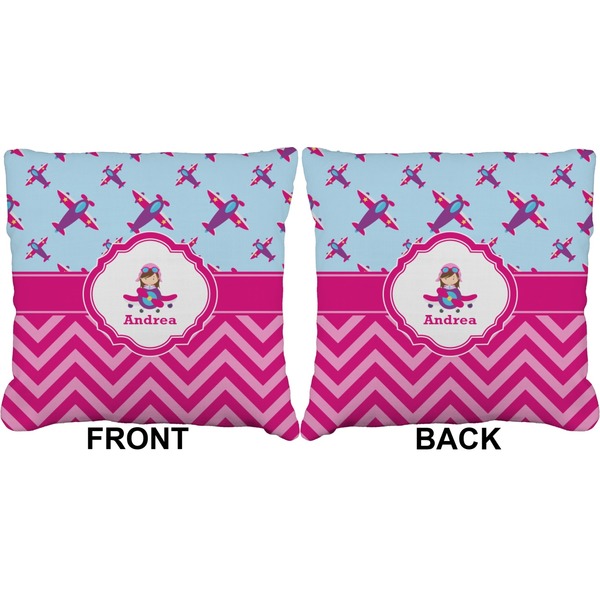 Airplane Theme - for Girls Burlap Pillow Approval