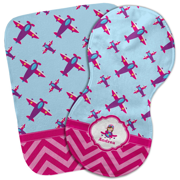 Custom Airplane Theme - for Girls Burp Cloth (Personalized)