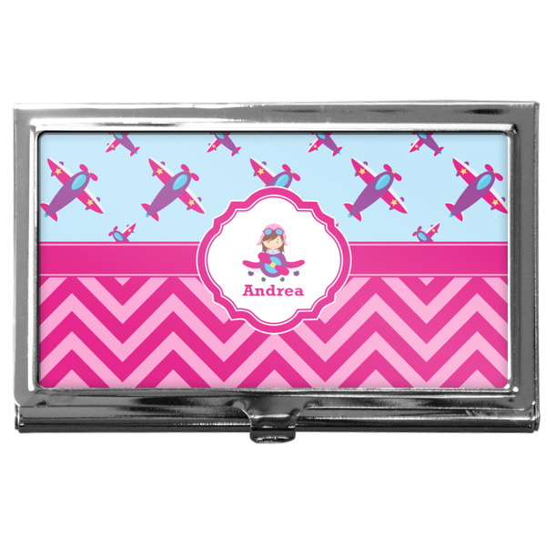 Custom Airplane Theme - for Girls Business Card Case