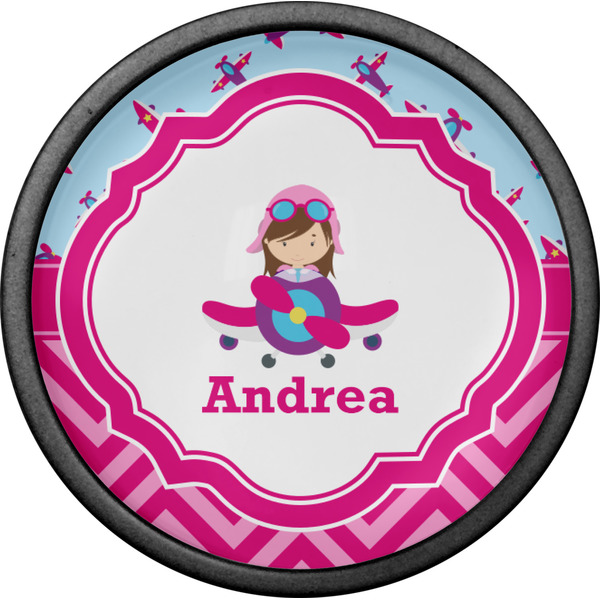 Airplane Theme - for Girls Cabinet Knob - Black - Front