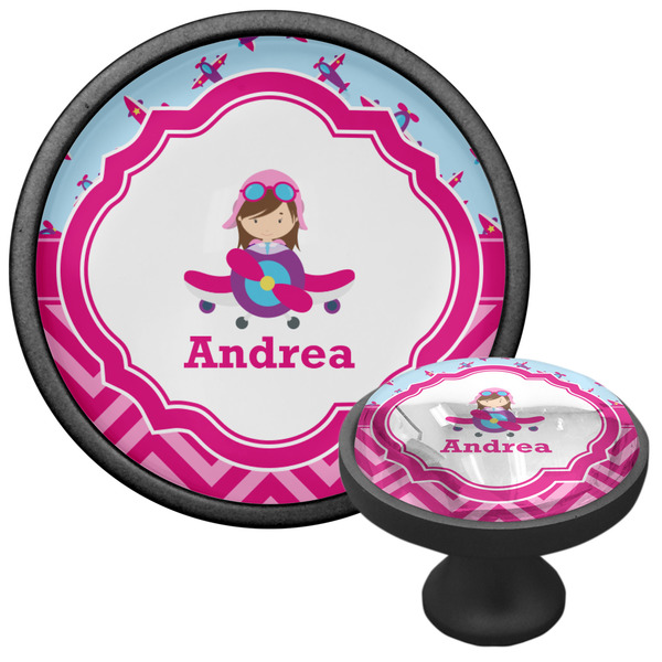 Airplane Theme - for Girls Cabinet Knob - Black - Multi Angle