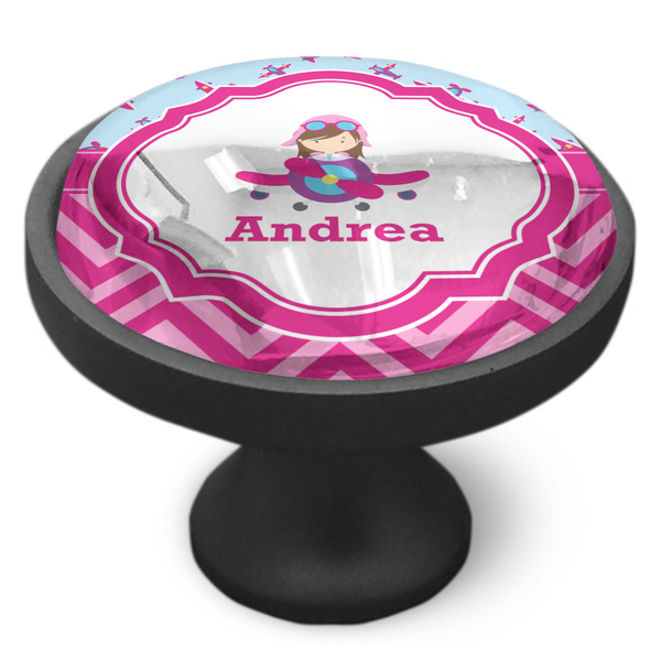Airplane Theme - for Girls Cabinet Knob - Black - Side