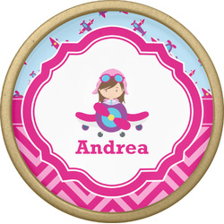 Airplane Theme - for Girls Cabinet Knob - Gold (Personalized)