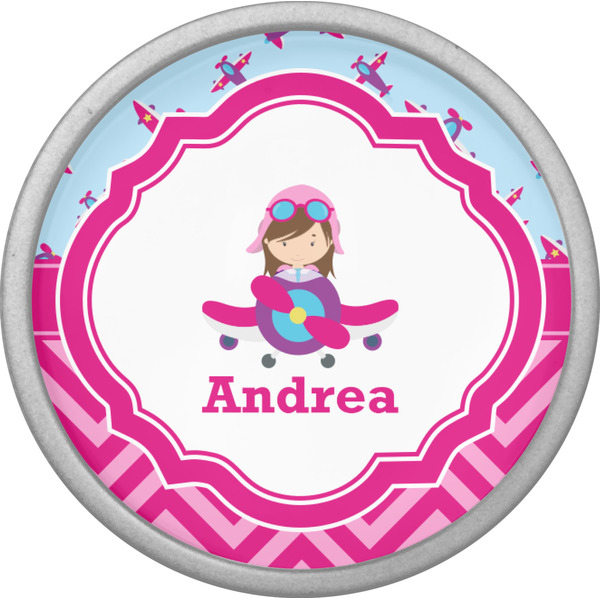 Airplane Theme - for Girls Cabinet Knob - Nickel - Front