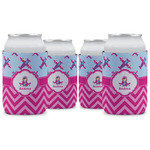 Airplane Theme - for Girls Can Cooler (12 oz) - Set of 4 w/ Name or Text