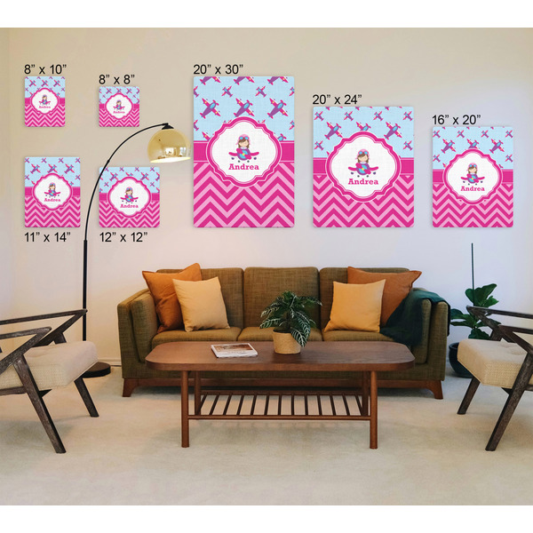 Airplane Theme - for Girls Canvas Prints - Multiple Sizes