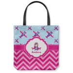 Airplane Theme - for Girls Canvas Tote Bag - Large - 18"x18" (Personalized)