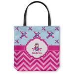 Airplane Theme - for Girls Canvas Tote Bag - Small - 13"x13" (Personalized)