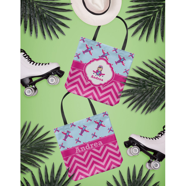 Airplane Theme - for Girls Canvas Tote Lifestyle Front and Back