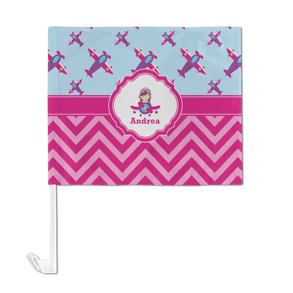 Airplane Theme - for Girls Car Flag - Large - FRONT