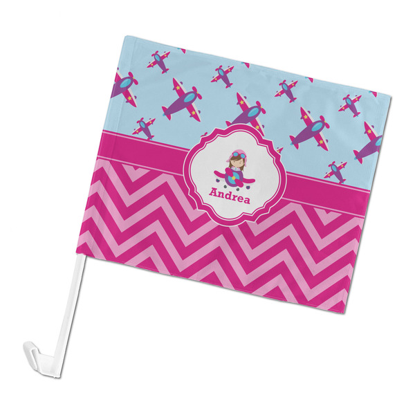 Custom Airplane Theme - for Girls Car Flag - Large (Personalized)