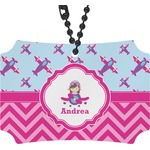 Airplane Theme - for Girls Rear View Mirror Ornament (Personalized)