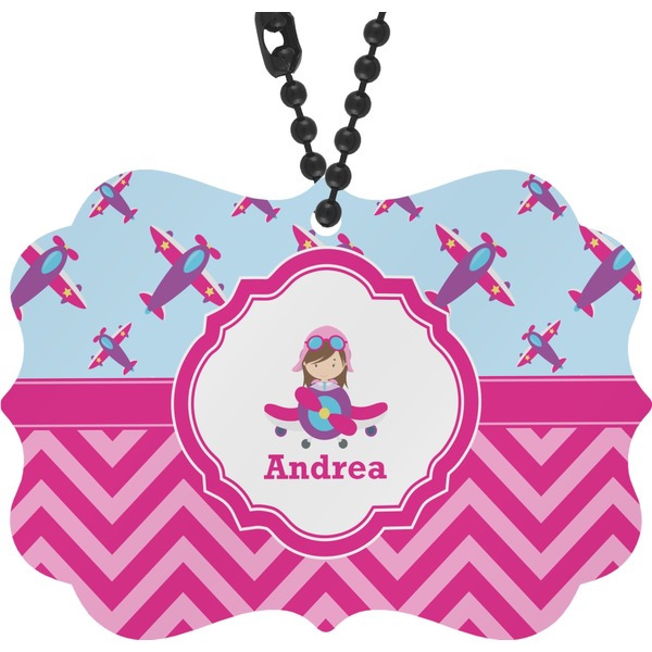 Custom Airplane Theme - for Girls Rear View Mirror Charm (Personalized)