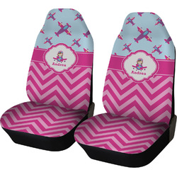 Airplane Theme - for Girls Car Seat Covers (Set of Two) (Personalized)