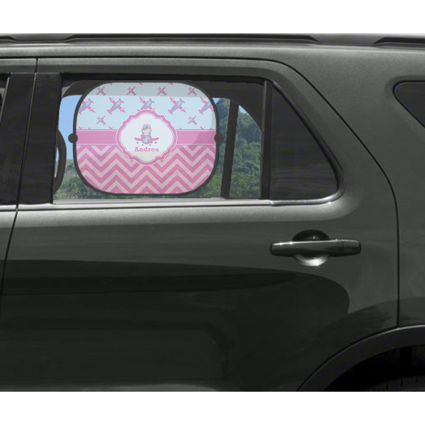 Airplane Theme - for Girls Car Sun Shade Black - In Car Window