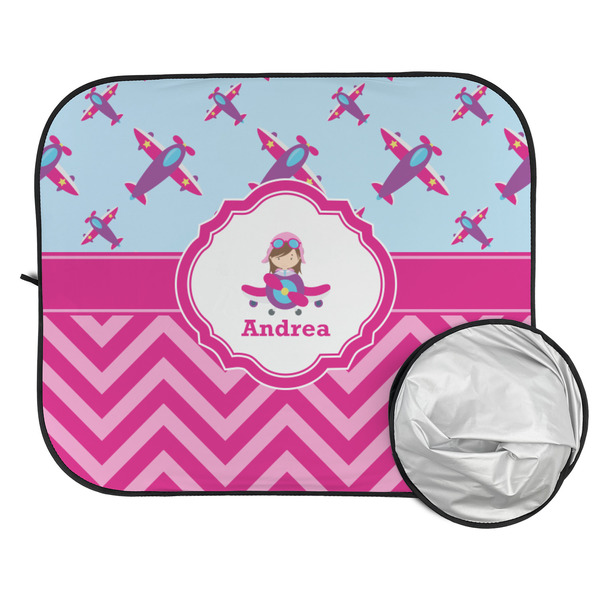 Airplane Theme - for Girls Car Sun Shades - FOLDED & UNFOLDED