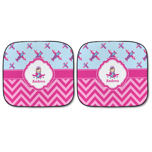 Airplane Theme - for Girls Car Sun Shades - FRONT