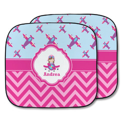 Airplane Theme - for Girls Car Sun Shade - Two Piece (Personalized)
