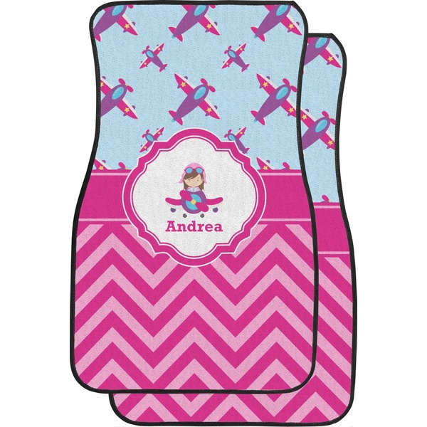 Custom Airplane Theme - for Girls Car Floor Mats (Front Seat) (Personalized)