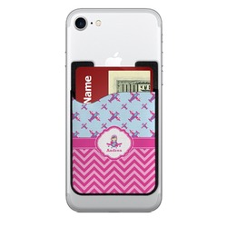 Airplane Theme - for Girls 2-in-1 Cell Phone Credit Card Holder & Screen Cleaner (Personalized)